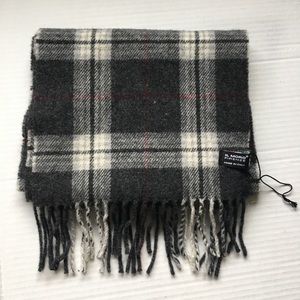 Il Moro Firenze Italy 100% Wool Charcoal Gray Plaid Scarf